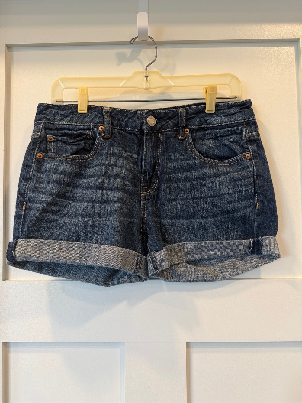 American Eagle Outfitters Dark Blue Rolled Cuff Denim Shorts